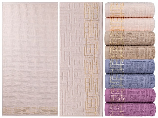 Полотенце гладкокрашеное жаккардовое, рис. Афины, пл. 420 г/кв.м., 35х70см