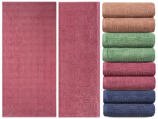 Полотенце махровое гладкокрашеное "Шахматка", плотность 420 г/кв.м, 70х140см