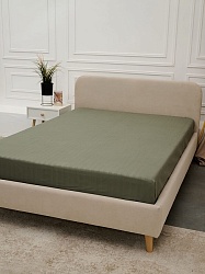 Простыня микрофибра страйп / Хаки, 220x240 см