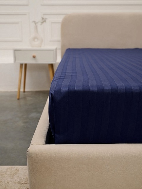 Простыня микрофибра страйп / Синий, 150x215 см