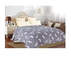 Плед флисовый с напечатанным узором на поверхности, 220х240см перья