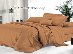 Комплект постельного белья 2-х спальный Макси гладкокрашеный "Sateen De Luxe" Эльф, Молочный шоколад