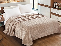 Плед флисовый, гладкокрашеный “Luxury”, 220х240см бежевый