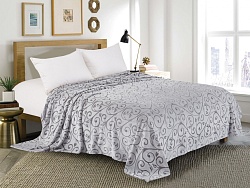 Плед флисовый гладкокрашеный с выстриженным узором, 150х200см  орнамент