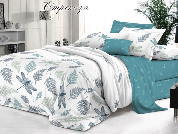 Комплект постельного белья 1,5 спальный "Белла Вита Премиум" Эльф, Стрекоза