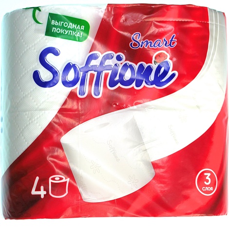 Туалетная бумага SOFFIONE SMART 15,1м 3 слоя 4 рулона