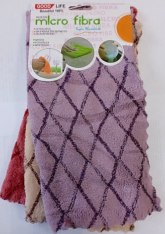 Салфетка из микрофибры блистер Махровые РОМБ 30*30см, 3шт 