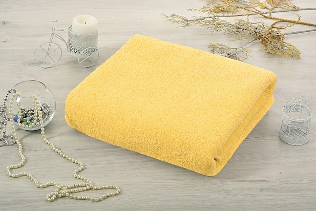 Махровая простынь 155х220см, 430гр Ашхабад, цвет светло-желтый