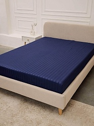 Простыня микрофибра страйп / Синий, 220x240 см