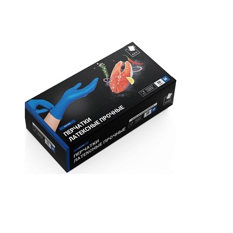 Перчатки латексные ADM  р-р XL, особопрочные синие, неанатомические 25 пар/уп