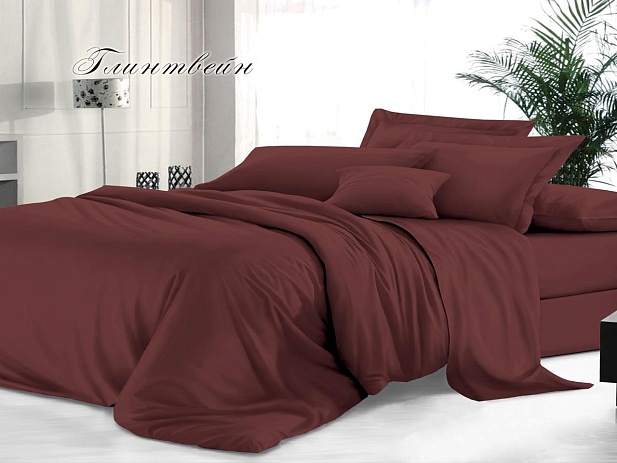 Комплект постельного белья 1,5 спальный гладкокрашеный "Sateen De Luxe" Эльф, Глинтвейн