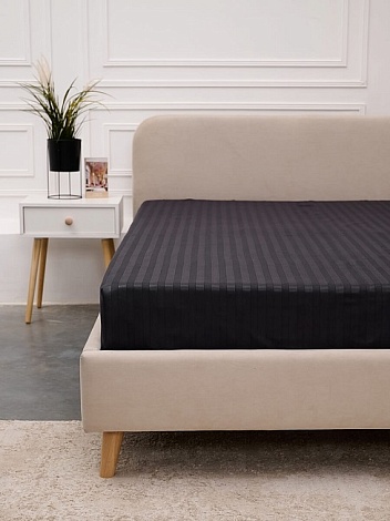 Простыня микрофибра страйп / Графит, 220x240 см