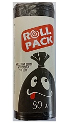 Мешки для мусора РОЛЛ ПАК  ПНД 30л черные 5мкр, 30 шт/рулон