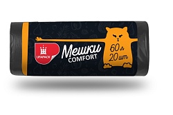 Пакеты для мусора УфаПАК  60л., черные 8мкр 60*70см, 20 шт./рулон