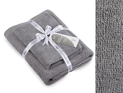 Набор махровых полотенец без бордюра (2 шт.), 420 гр/кв.м, 50х80см и 70х130см, Темно-серый