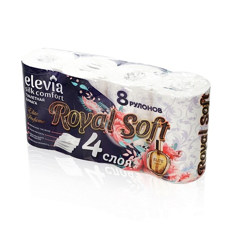 Бумага туалетная Elevia 4 слоя, (8 шт)