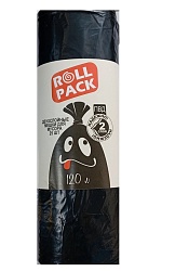 Мешки для мусора РОЛЛ ПАК ПВД 120л. черные 40мкр,  25шт/рулон