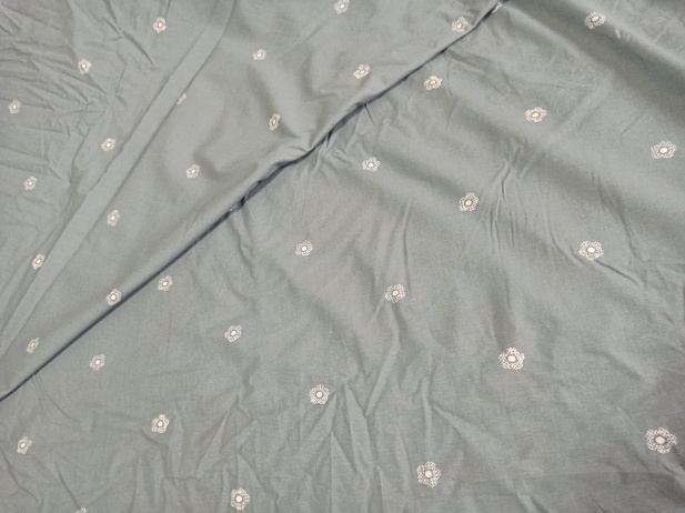 Ткань перкаль Цветы, серый