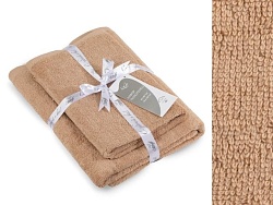 Набор махровых полотенец без бордюра (2 шт.), 420 гр/кв.м, 50х80см и 70х130см, Капучино