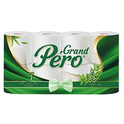 Туалетная бумага "GrandPero" 3-х сл.  16,3 м. БЕЛАЯ, (8шт)