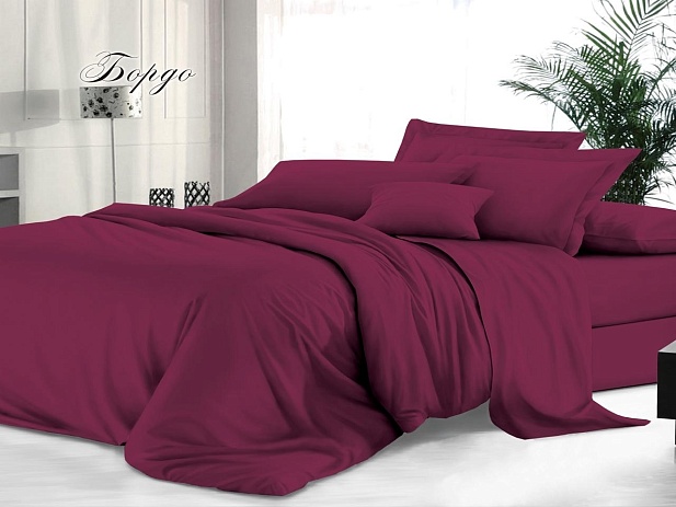 Комплект постельного белья 1,5 спальный гладкокрашеный "Sateen De Luxe" Эльф, Бордо