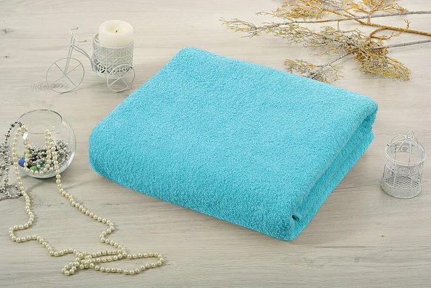 Махровая простынь 155х220см, 430гр Ашхабад, цвет аквамарин