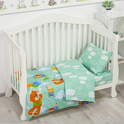 Комплект постельного белья Детское простыня на резинке , бязь 120гр, Улетные мишки