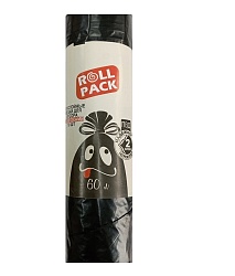 Мешки для мусора РОЛЛ ПАК  с ЗАВЯЗКАМИ ПВД 60л  23 мкр, 10шт/рулон