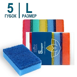 Губка бытовая  супер L "Мистер БУЛЬК" , 90*60*23мм (5 шт)