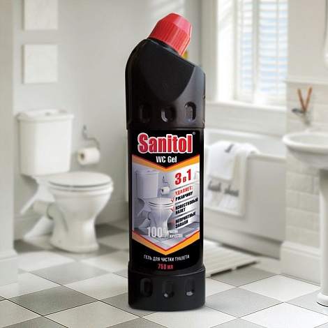 Чистящее средство SANITOL для чистки ТУАЛЕТА (3 в 1),  750мл