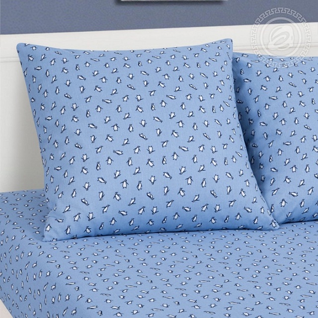 Комплект постельного белья Детское простыня на резинке , бязь 120гр, Пингвин