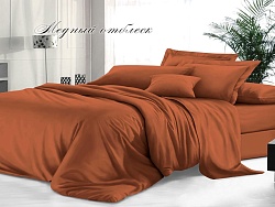 Комплект постельного белья Семейный гладкокрашеный "Sateen De Luxe" Эльф, Медный отблеск