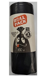 Мешки для мусора ПВД РОЛЛ ПАК  160л., черные 45мкр 10шт/рулон