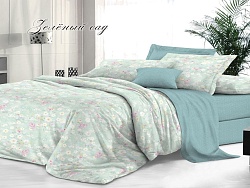 Комплект постельного белья Семейный "Sateen De Luxe" Эльф, Зелёный сад