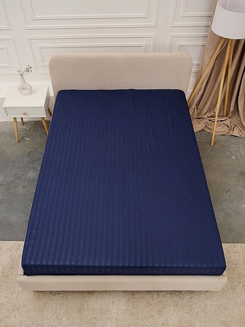 Простыня микрофибра страйп / Синий, 150x215 см