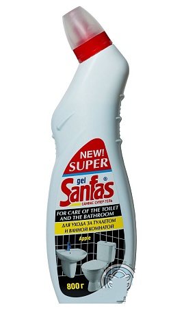 Санфас СУПЕР  гель для сантехники, кафеля, ванн, душевых кабин , 800 мл.