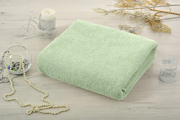 Махровая простынь 190х220см, 430гр Ашхабад, цвет пастельно-зеленый