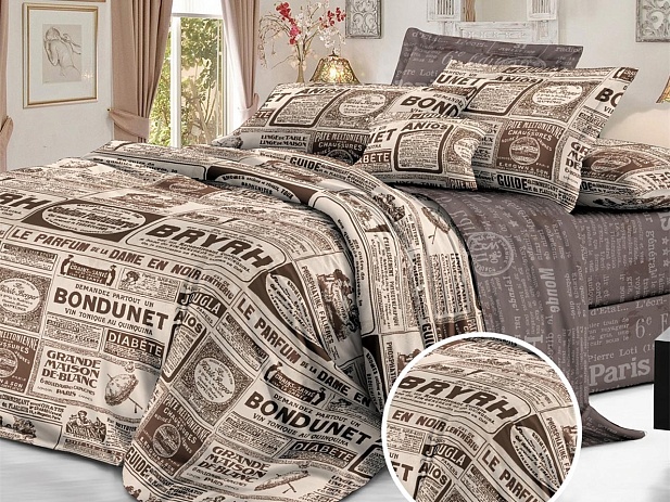 Комплект постельного белья Семейный "Sateen De Luxe" Эльф, Ньюс