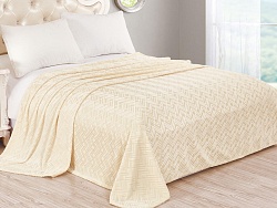 Плед флисовый гладкокрашеный «Velluto» в ПВХ упаковке, 150х200см молочный