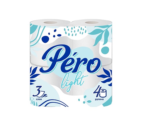 Туалетная бумага "Pero Light" 3-х сл., БЕЛАЯ 14 м. ( 4 шт)