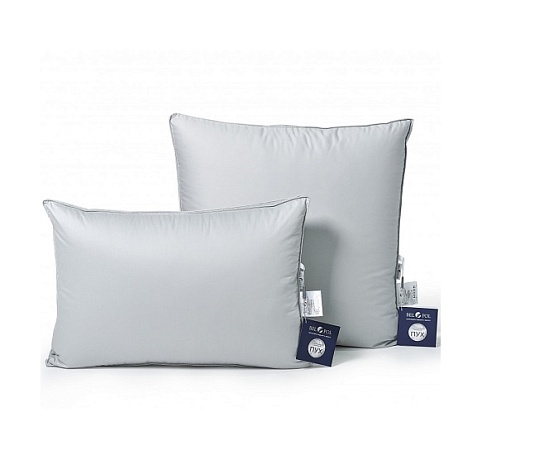 Подушка пуховая с бортиком SATURN gray сатин, 70*70см