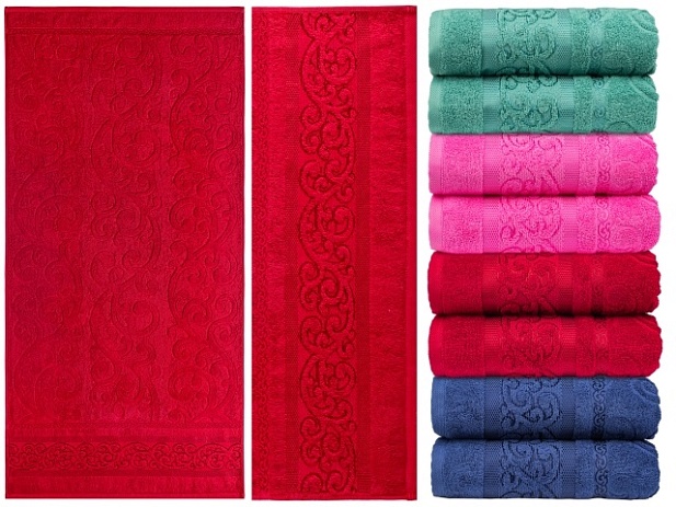 Полотенце гладкокрашеное жаккардовое, рис. Осока, плотность 430 г/кв.м., 50х90см