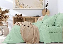 Простыня на резинке из поплина / Мята, 160x200 см