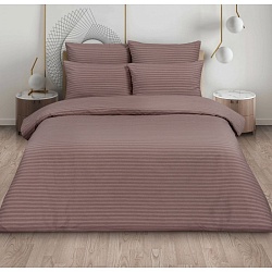 Комплект постельного белья 2х спальный с Евро простыней, Страйп (какао)