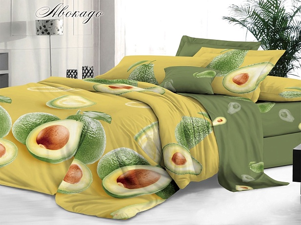 Комплект постельного белья Евро "Sateen De Luxe" Эльф, Авокадо