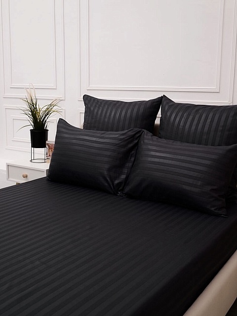 Простыня микрофибра страйп / Графит, 220x240 см