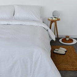 Пододеяльник Поплин страйп (белый) Евро макси