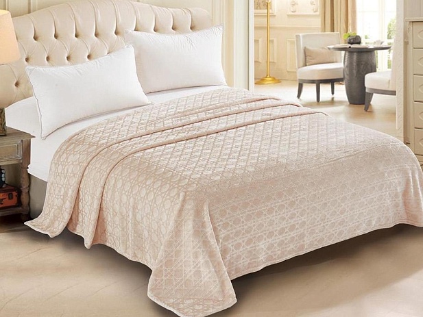 Плед флисовый, гладкокрашеный “Luxury”, 180х200см молочный