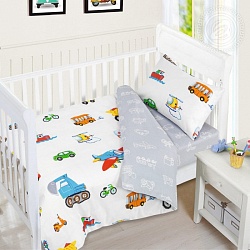 Комплект постельного белья Детское простыня на резинке , бязь 120гр, Моторчик 