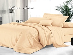 Комплект постельного белья Семейный гладкокрашеный "Sateen De Luxe" Эльф, Крем-брюле